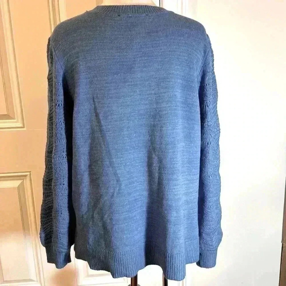 Christian Siriano New York size XXL long sleeve blue pointelle sweater, … - Picture 3 of 10